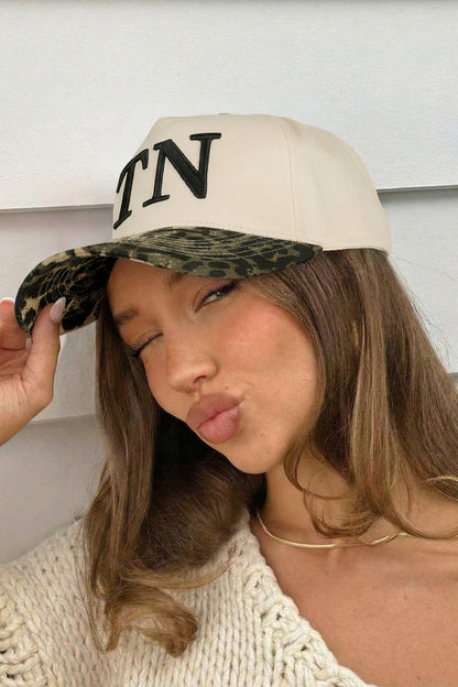 Black TN Contrast Leopard Brim Game Day Baseball Cap