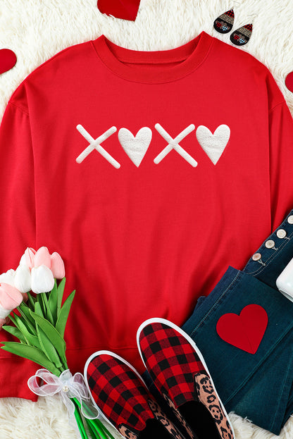 Sweat-shirt de Saint-Valentin imprimé cœur Red Puff XOXO