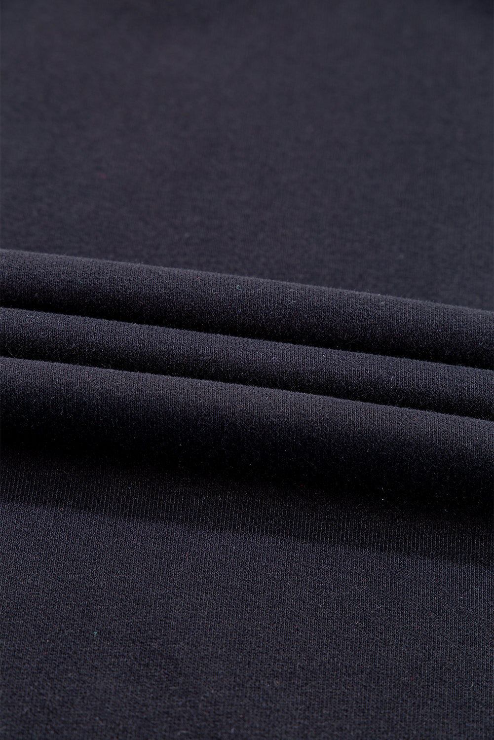 Black Plain Drop Shoulder Crewneck Pullover Sweatshirt