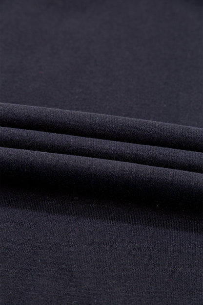 Black Plain Drop Shoulder Crewneck Pullover Sweatshirt