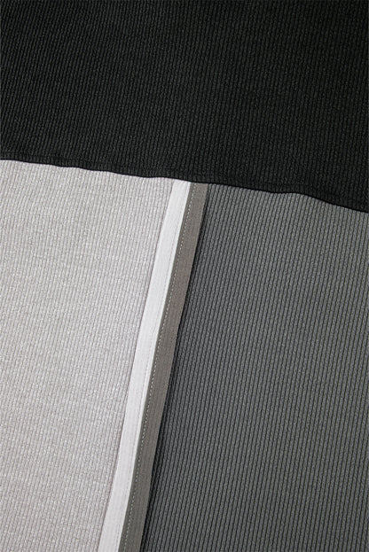 Sweat-shirt oversize à col côtelé et blocs de couleurs gris