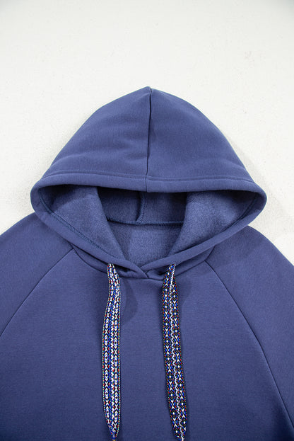 Dirty blue Fleece Lined Adjustable Drawstring Oversize Tunic Hoodie