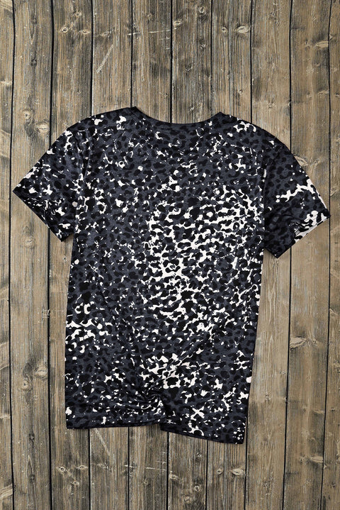 Leopard Blank Apparel- Bleached Leopard Crew Neck T-shirt