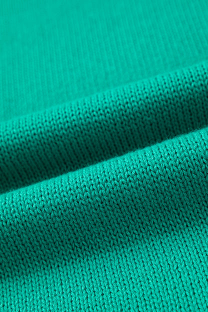 Bright Green Merry Print Ribbed Trim Round Neck Loose Fit Sweater