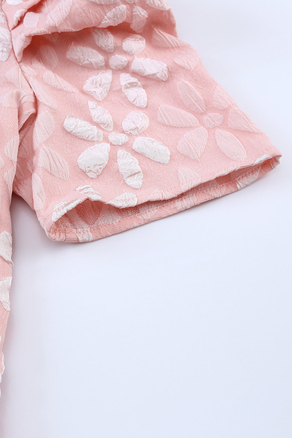 Floral Jacquard Sleeveless Mini Dress with Waist Tie