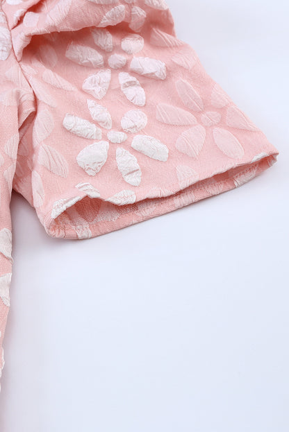 Floral Jacquard Sleeveless Mini Dress with Waist Tie