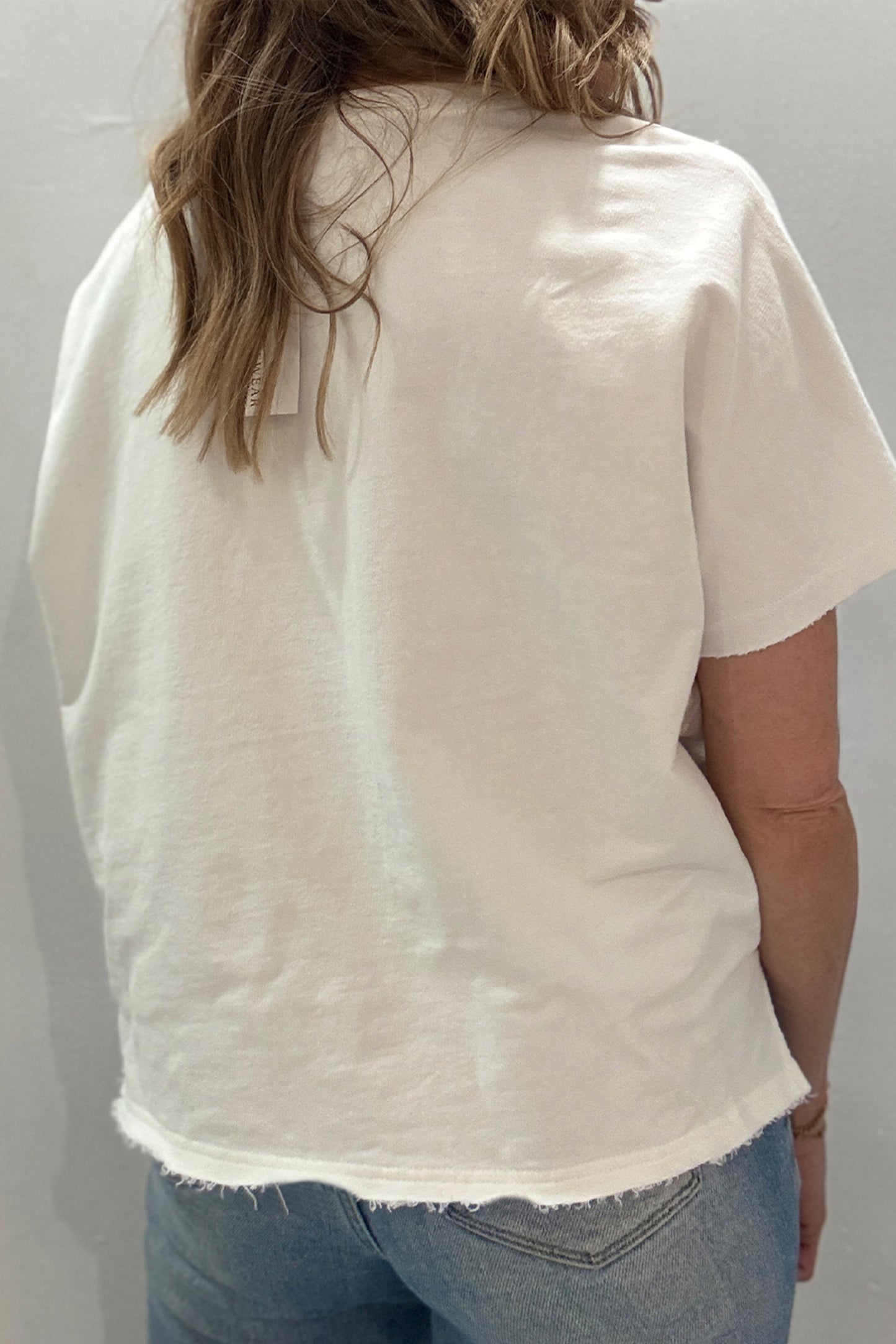 Sky Blue Patriot Star Patched Notched Neck Mineral Washed Tee