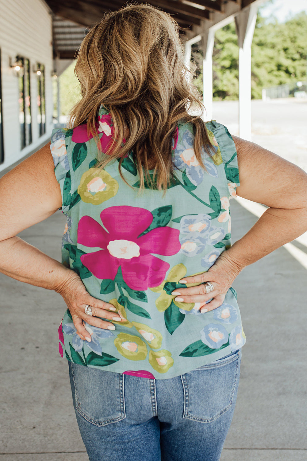 Débardeur à volants et imprimé floral