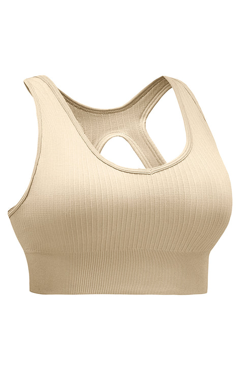 Ribbed Hollow-out Racerback Yoga Camisole