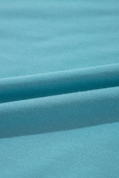 Sweat-shirt ample à col ras du cou et patchwork bleu clair