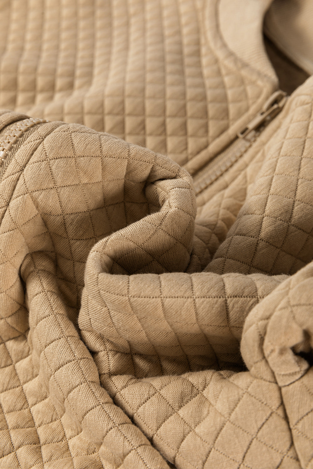 Veste à col de baseball texturée géométrique unie kaki pâle