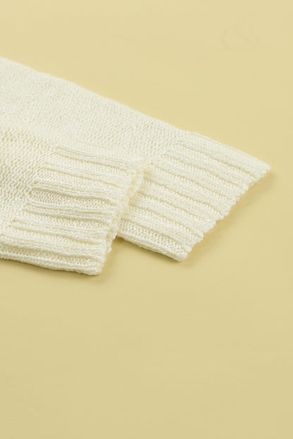 Pull beige à rayures et chevrons à épaules tombantes