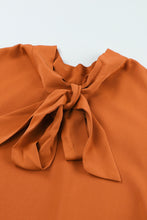 Blusa de gasa con cuello simulado y manga larga de burbuja naranja