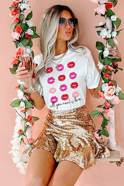 all you need is love Valentines Kisses Graphic Tee