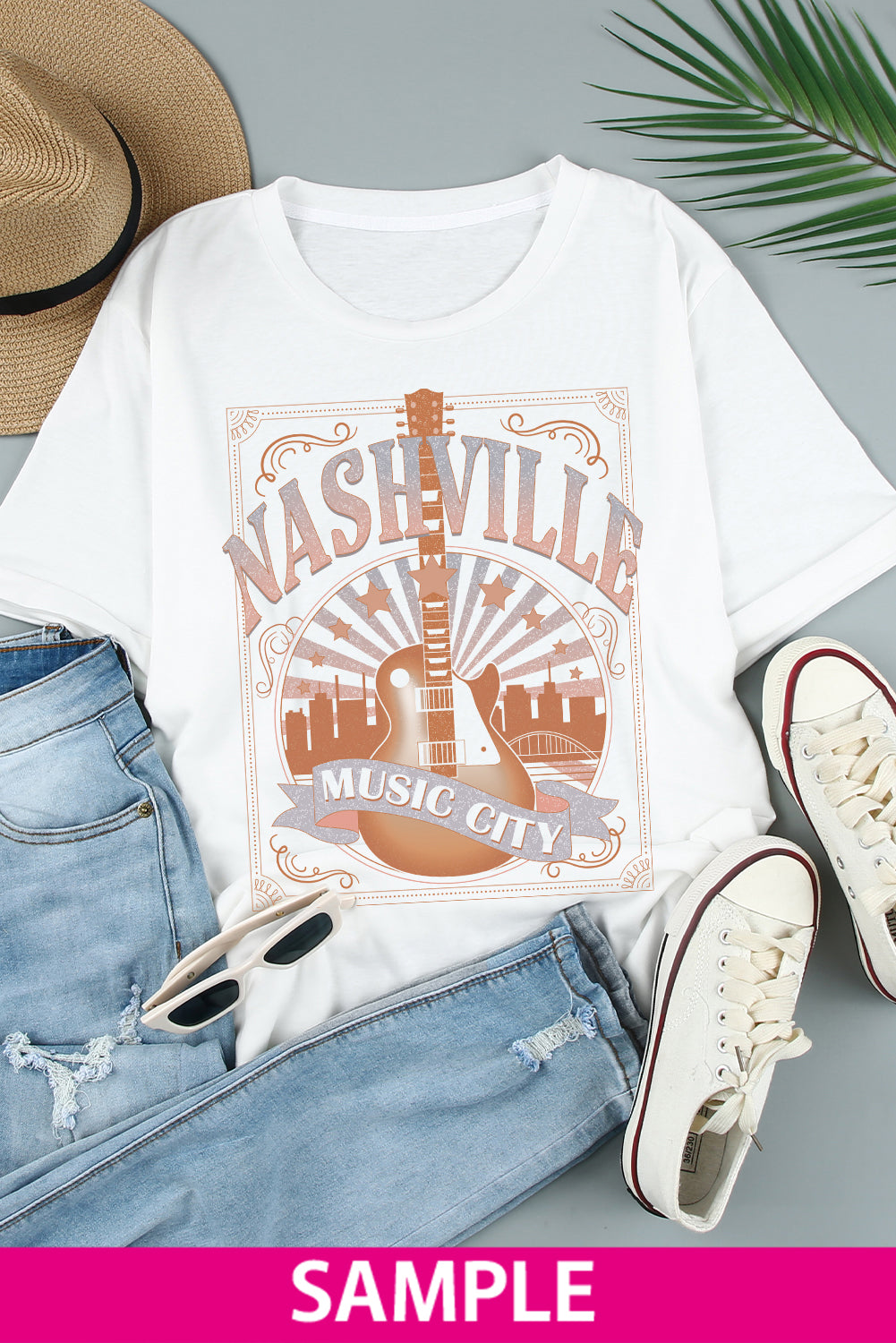 Blank Apparel - T-shirt ras du cou kaki uni personnalisé