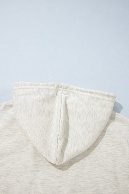 Light Grey Colorblock Denim Sleeve Tunic Pullover Hoodie