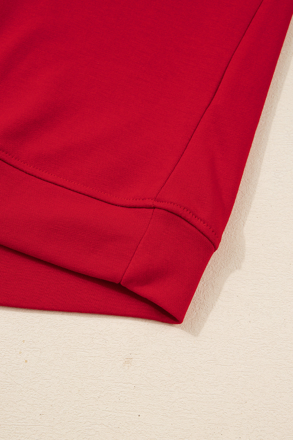 Fiery Red Contrast Striped Detail Varsity Sweatshirt