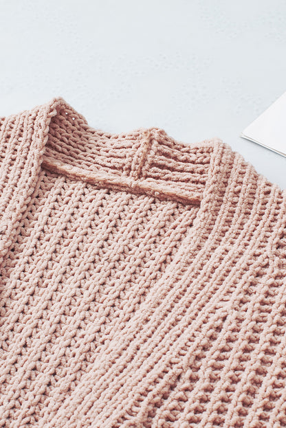 Cardigan tricoté kaki boutonné sur le devant à épaules tombantes