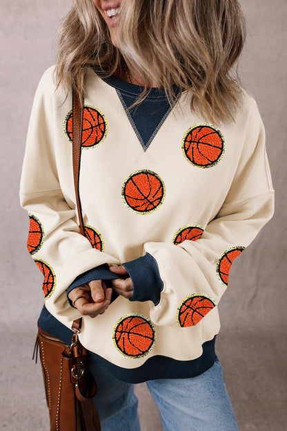 Sweat-shirt oversize blanc à motif de basket-ball GAME DAY