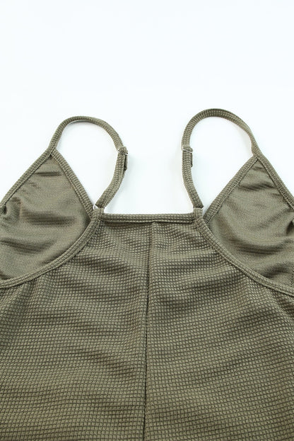 Mono casual texturizado sin mangas con cuello en V y bolsillos