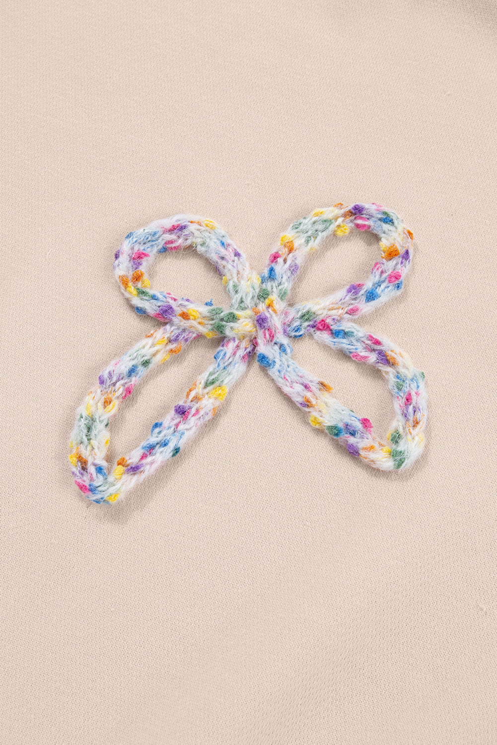 Parchment Embroidered Bow Lantern Sleeve Oversized Pullover Sweatshirt