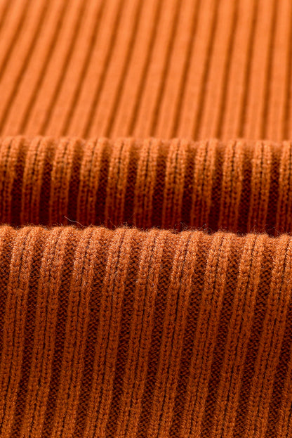 Pull à manches courtes en tricot côtelé vert noirâtre avec poches plaquées