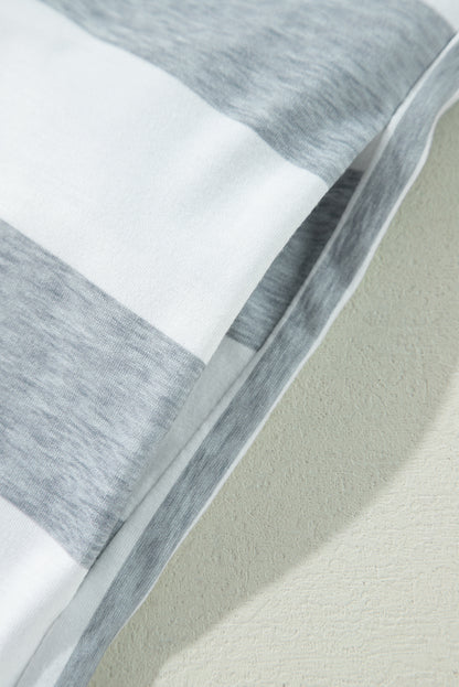 Robe courte droite à manches courtes et imprimés à rayures grises