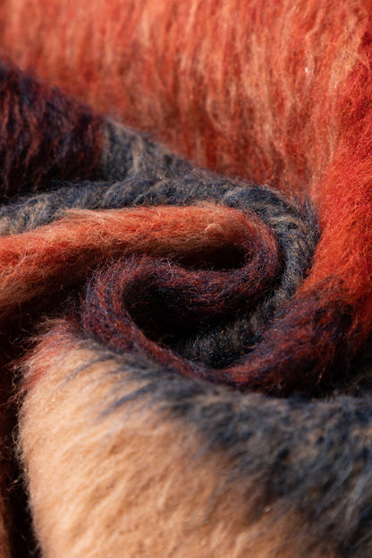 Veste décontractée grande taille à imprimé écossais orange avec poches à rabat et boutons