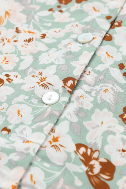 Blusa con botones y cuello en V con estampado floral 