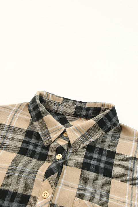 Plaid Pocket Buttoned Long Sleeve Shirt