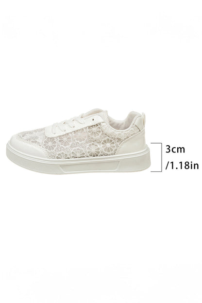 White Sheer Floral Lace Slip-On Casual Sneakers