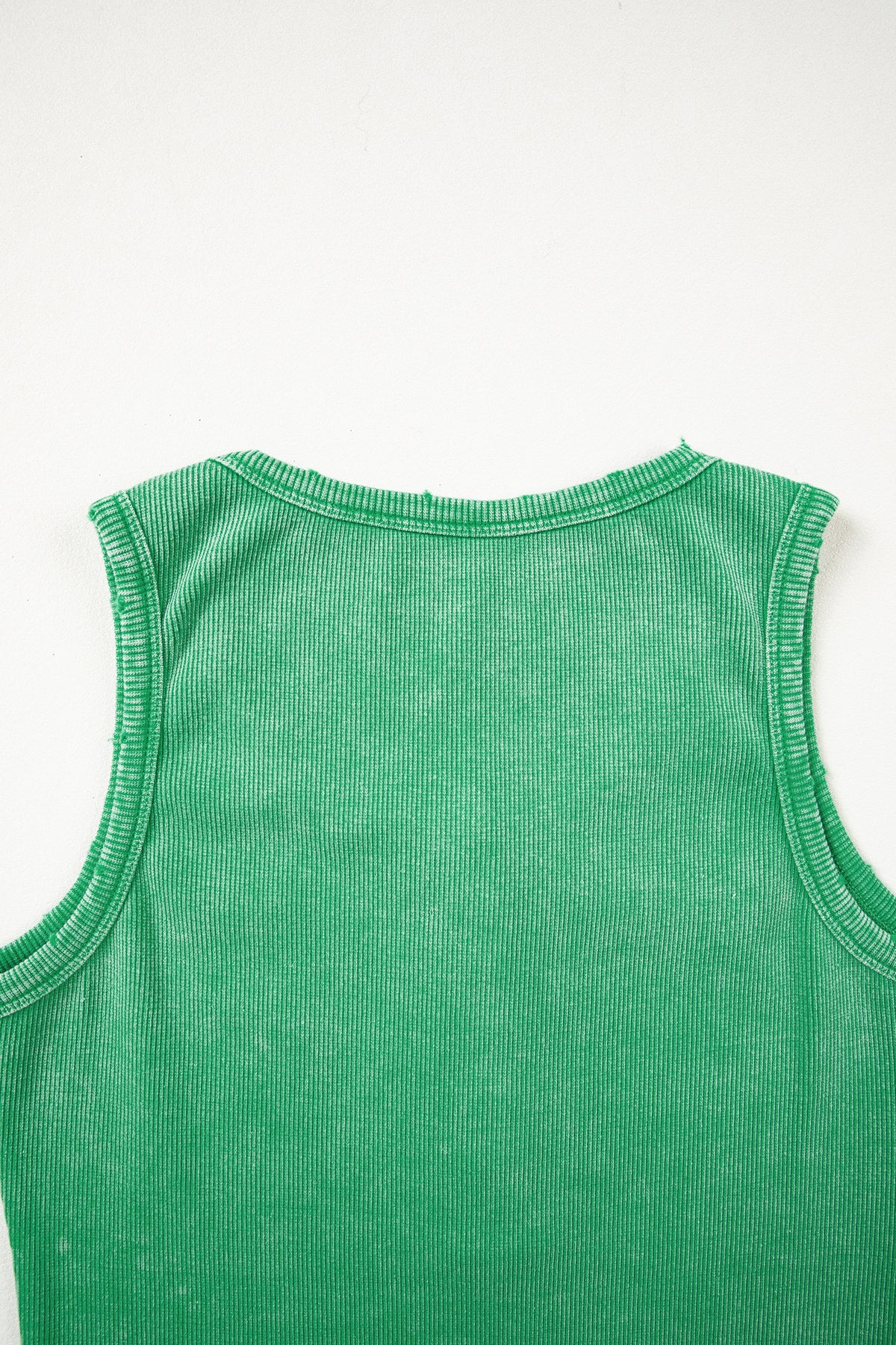 Coffee Vintage Distressed Ribbed Mineral Wash Tank Top