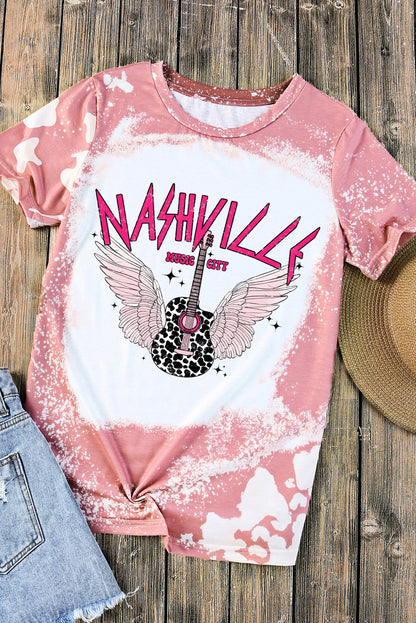 T-shirt graphique à imprimé léopard délavé « Love Always Heart »