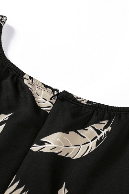 Robe mi-longue moulante fendue à épaules dénudées et imprimé floral bleu foncé