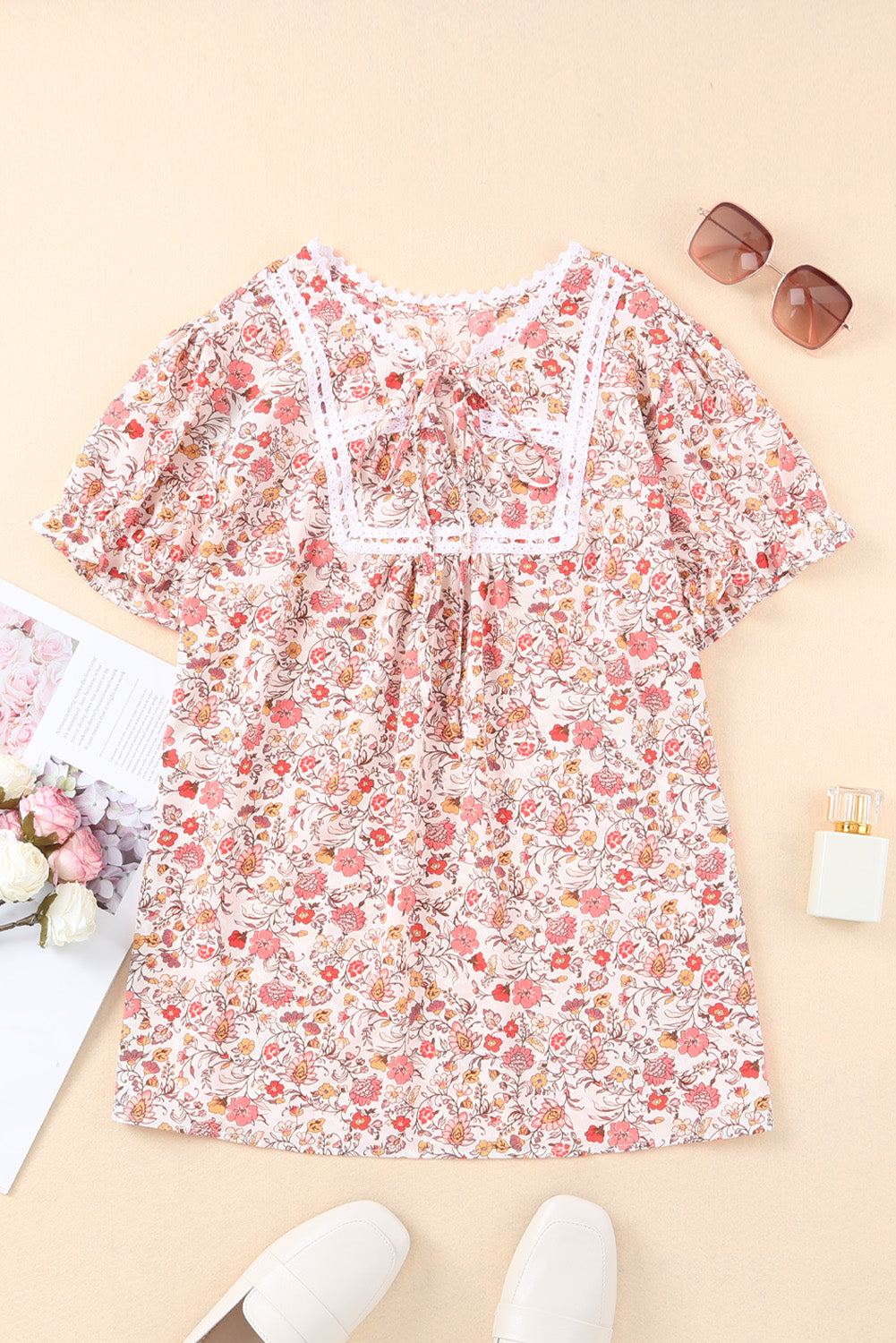 Haut grande taille à imprimé floral et col fendu 