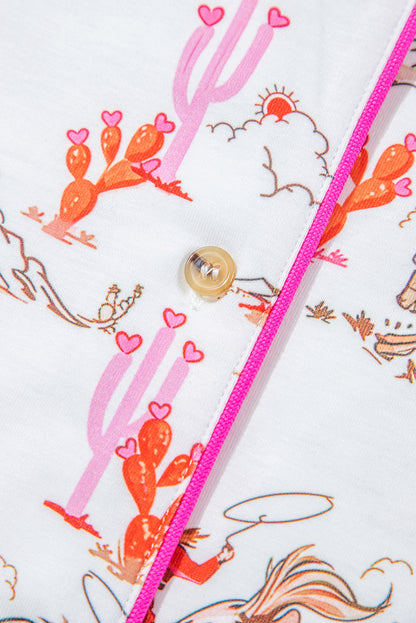 Ensemble de pyjama blanc à imprimé cowgirl country