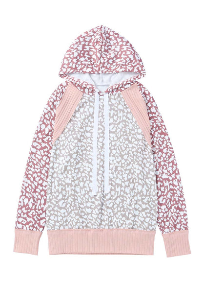 Sweat à capuche à manches longues léopard