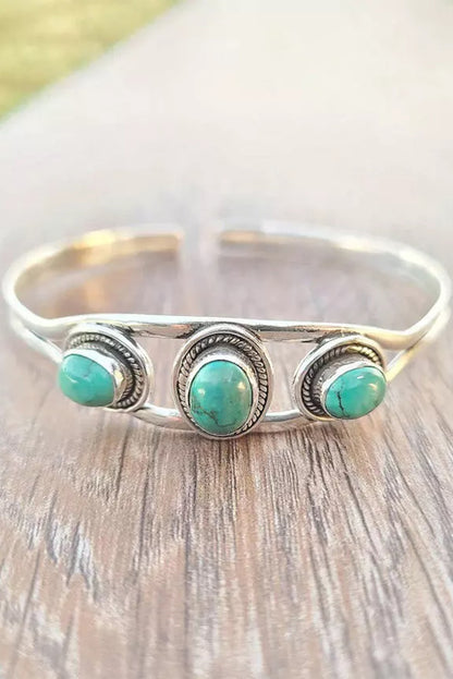 Boho Turquoise Gem Beaded Open Bracelet