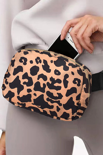 Leopard Print Buckle Canvas Chest Bag 20*5*14cm