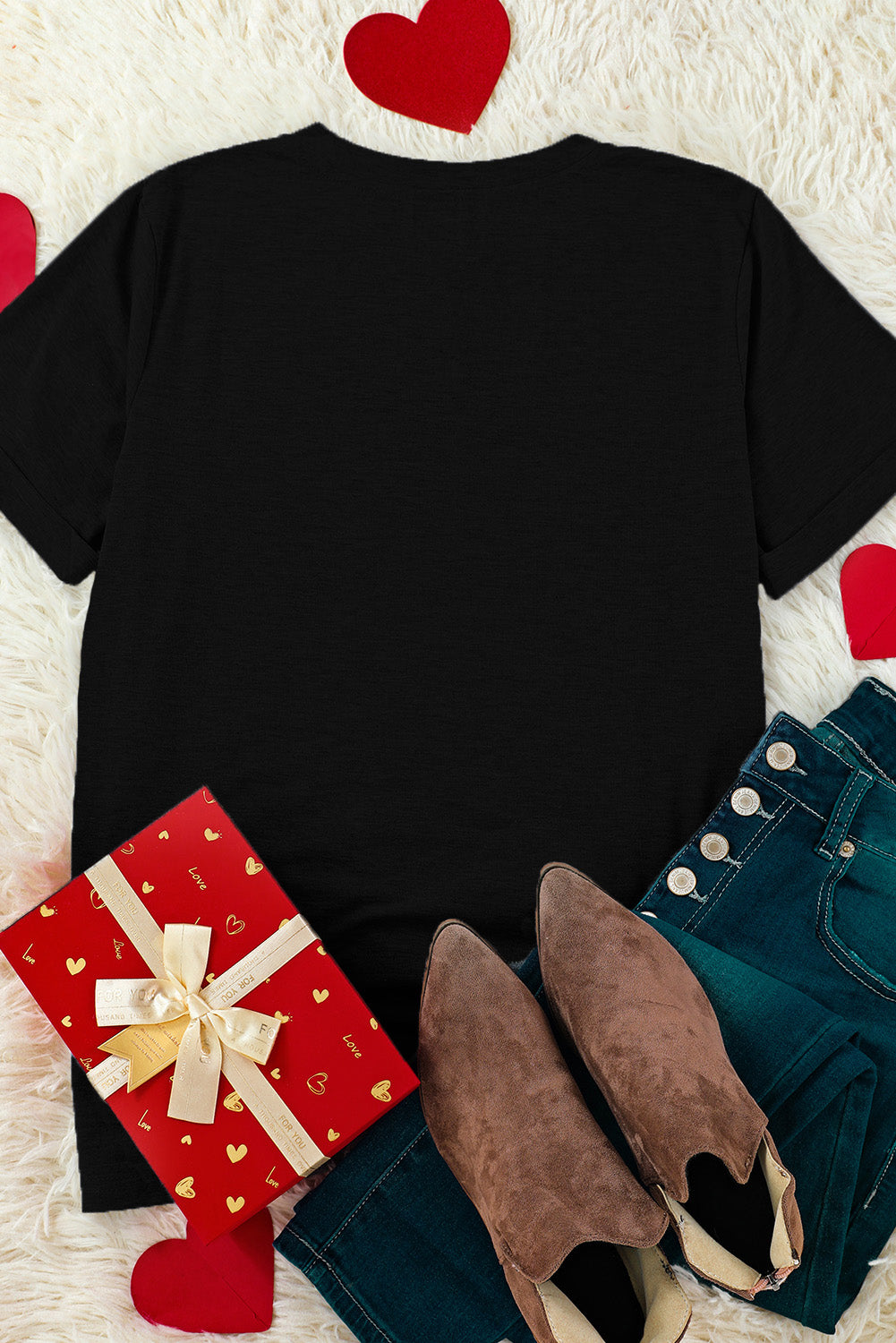 T-shirt graphique à paillettes et cœur