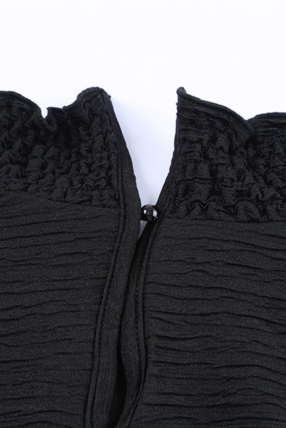 Frilled Smocked Neck Textured Bishop Sleeve Blouse