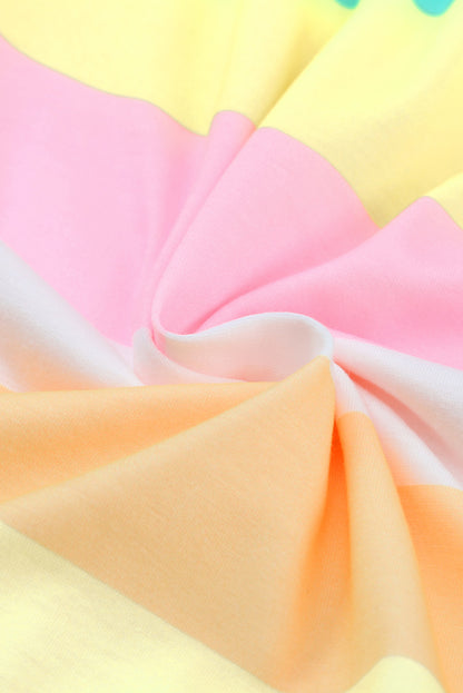 Robe longue à rayures multicolores et bretelles à nœud papillon