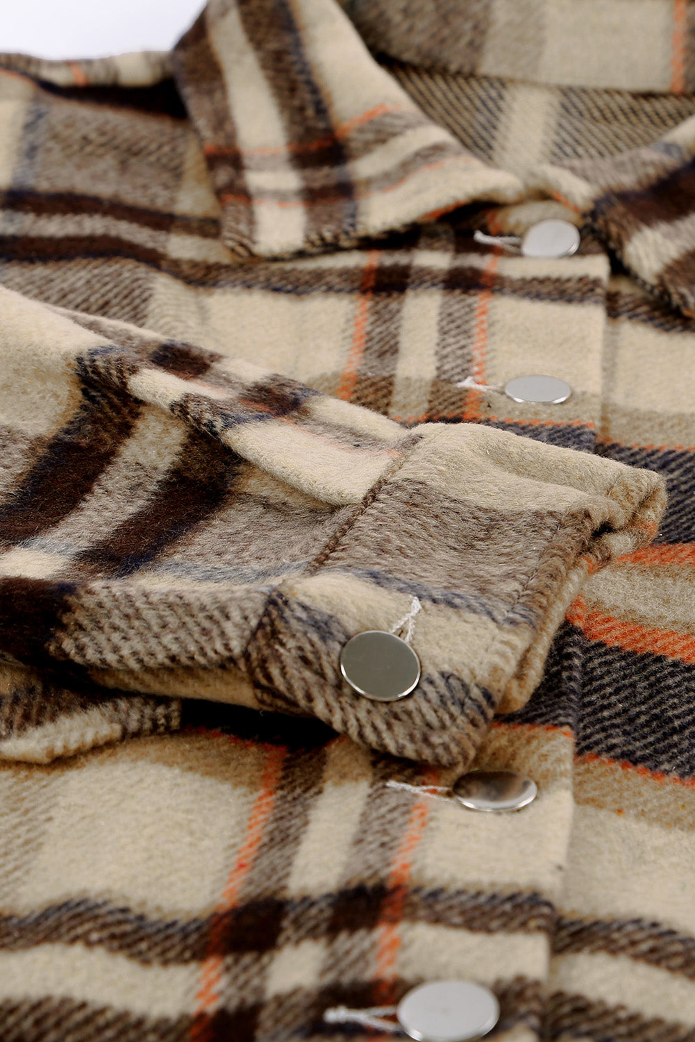 Veste-chemise à poches à imprimé géométrique à carreaux orange