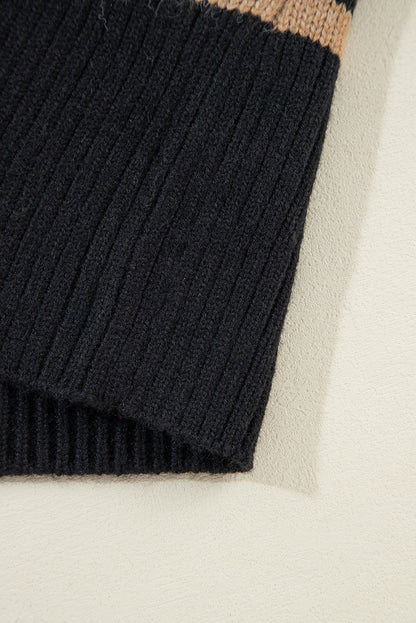 Cardigan ample à rayures noires, col en V, boutonné, épaules tombantes