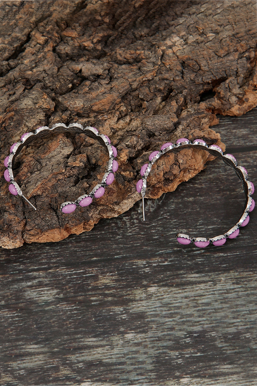 Pendientes Retro Círculo Turquesa En Forma De C