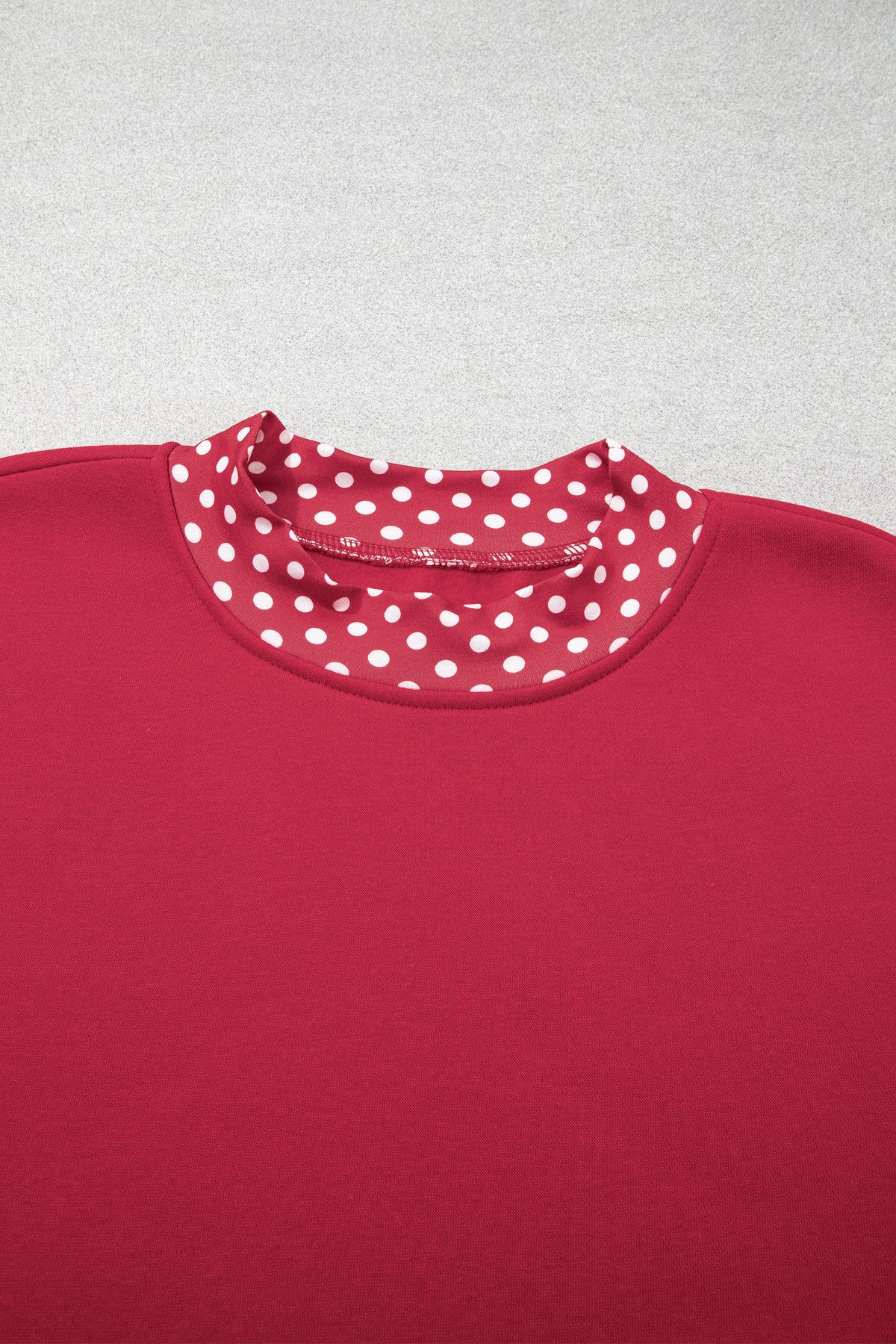 Red Dahlia Colorblock Polka Dot Contrast Trim Oversized Sweatshirt