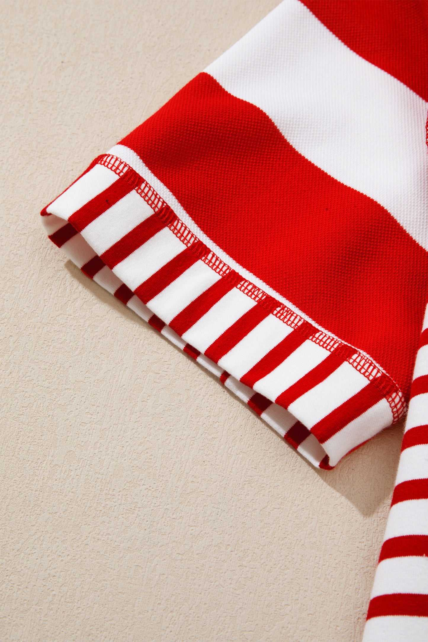 Red Stripe Sequin Bow Patriotic Half Sleeve Top