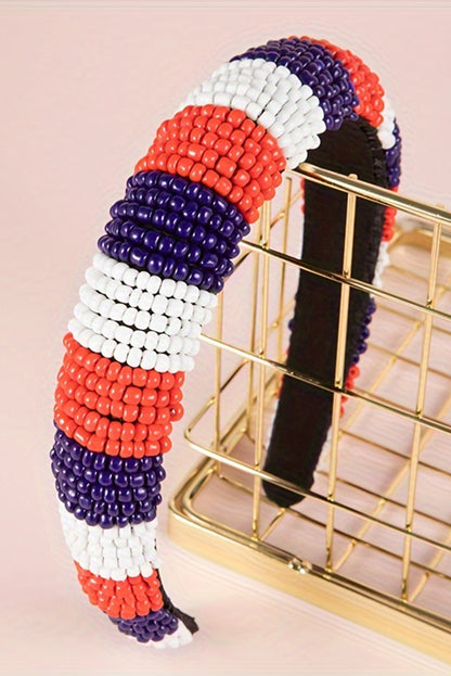 Bandeau large à perles bleu foncé pour le jour du drapeau