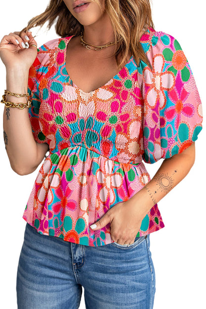 Multicolor Plus Size Floral Embroidered Flutter Sleeve Tank Top
