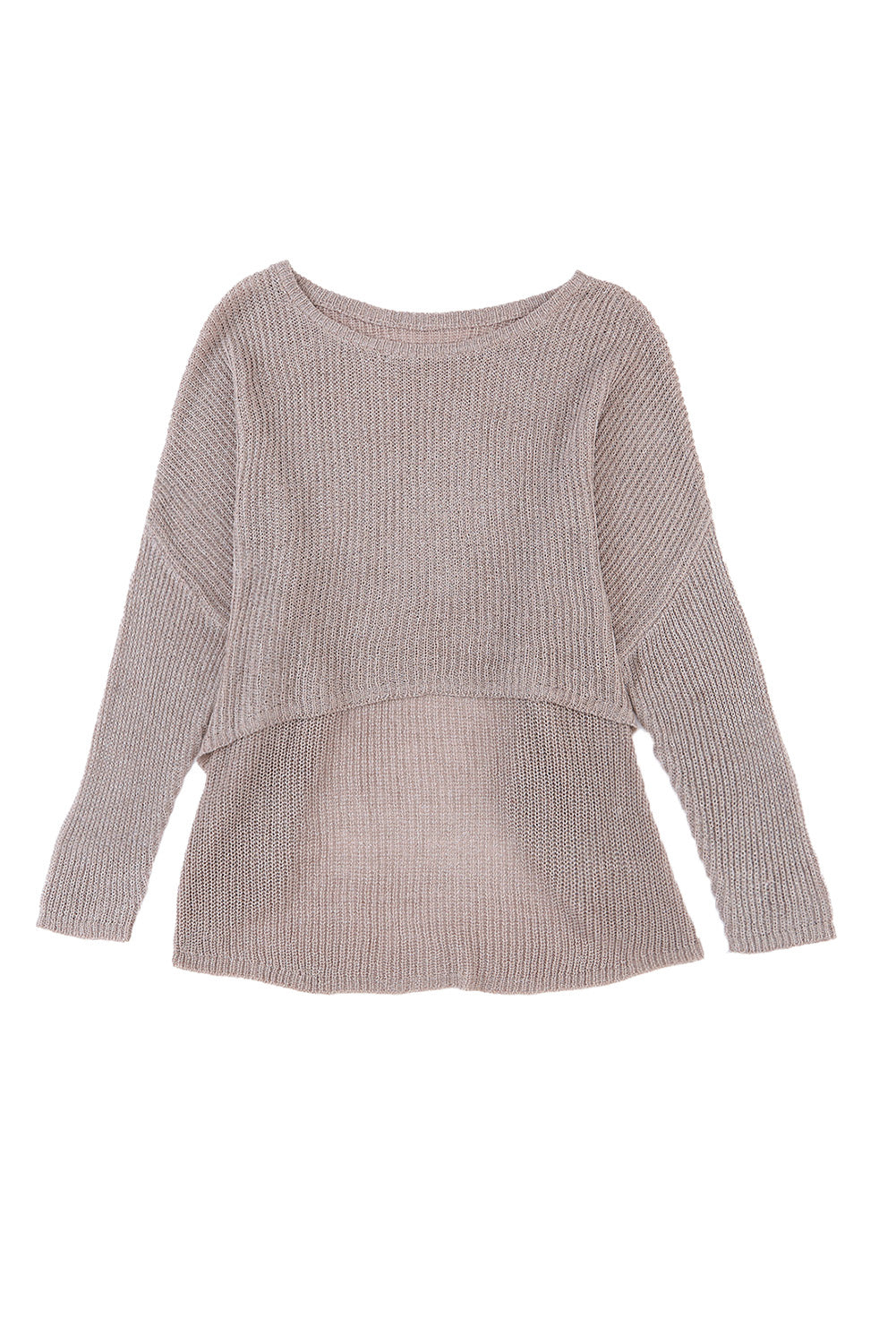Pull gris ample à manches dolman et ourlet asymétrique
